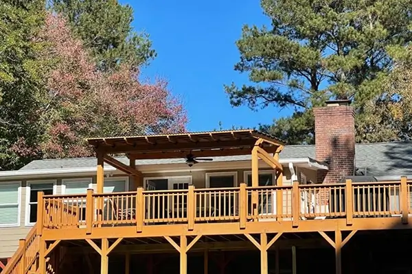 backyard deck with roof